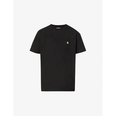 Carhartt Short Sleeve Chase T Shirt Dark Navy Gold In Black Gold