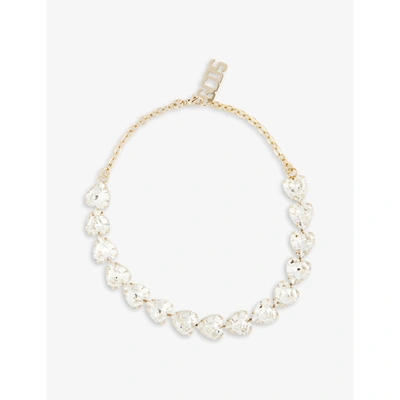 Shop Gcds Womens White 01 Roundy Rhinestone-embellished Gold-toned Brass Choker Necklace