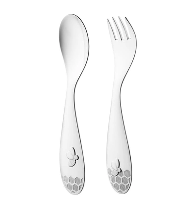 Shop Christofle Beebee Fork And Spoon Children's Set In Silver