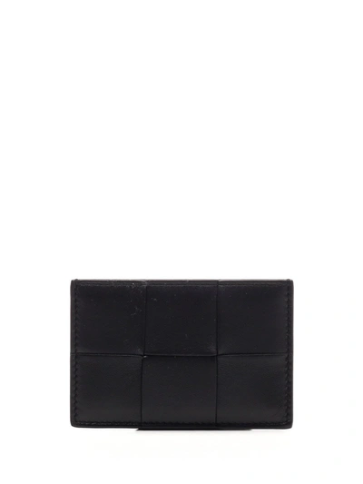 Shop Bottega Veneta Woven Card Holder In Black