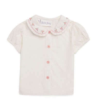 Shop Rachel Riley Cotton Embroidered Blouse (6-24 Months) In White