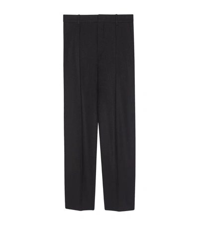Shop Saint Laurent Wool-blend Wide-leg Trousers In Black