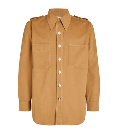 Shop Wales Bonner Cotton-cashmere Utility Shirt In Brown