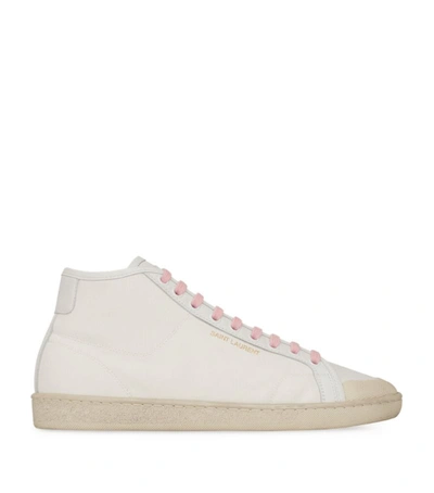 Shop Saint Laurent Leather Sl39 High-top Sneakers In White