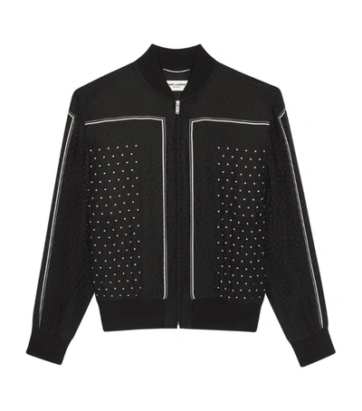 Shop Saint Laurent Silk Bomber Jacket In Black