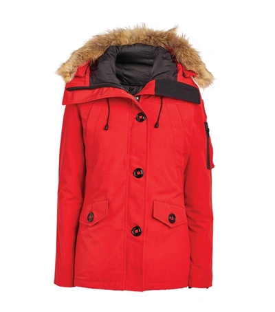 Shop Canada Goose Fur-trim Montebello Parka In Red