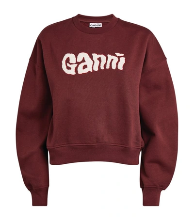 Shop Ganni Isoli Logo Sweatshirt In Red