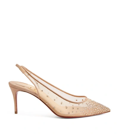 Shop Christian Louboutin Follies Strass Slingback Pumps 70 In Beige