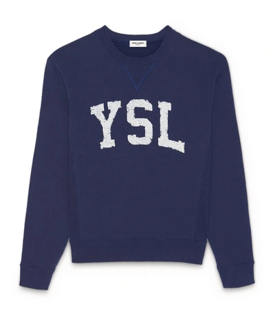 Shop Saint Laurent Logo Sweatshirt In Blue