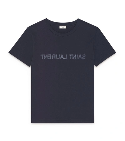 Shop Saint Laurent Logo T-shirt In Blue