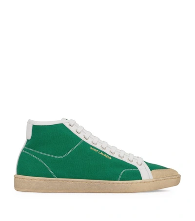 Shop Saint Laurent Leather Sl39 High-top Sneakers In Green