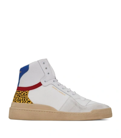 Shop Saint Laurent Leather Sl24 High-top Sneakers In Blue