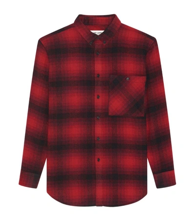 Shop Saint Laurent Oversized Check Shirt In Red