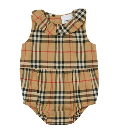 Shop Burberry Kids Vintage Check Bodysuit (3-18 Months) In Brown