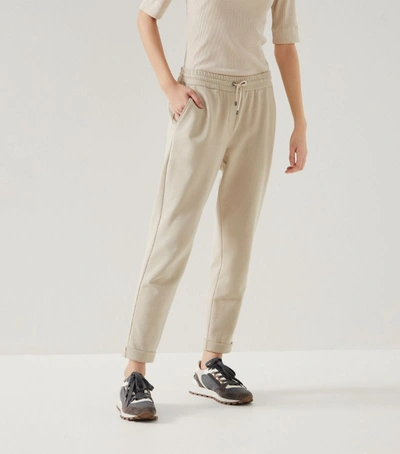 Shop Brunello Cucinelli Cotton Sweatpants In Neutrals