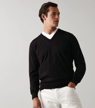Shop Brunello Cucinelli Cashmere-silk V-neck Sweater In Black