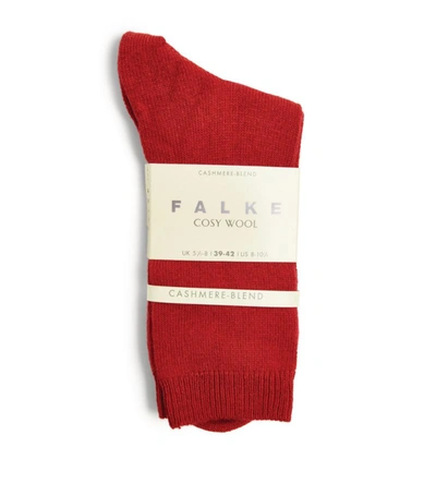 Shop Falke Cosy Wool Socks In Red
