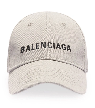 Shop Balenciaga Logo Baseball Cap In Grey