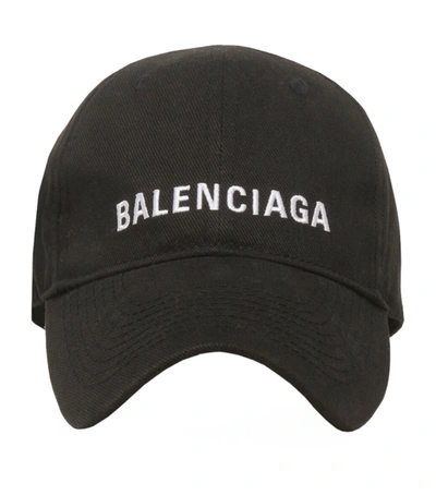 Shop Balenciaga Logo Baseball Cap In Black