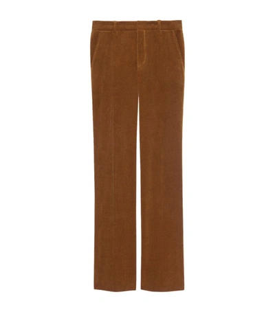 Shop Saint Laurent Corduroy Flared Trousers In Brown