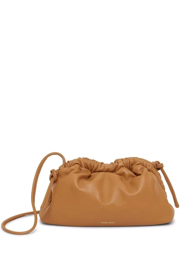 Shop Mansur Gavriel Mini Cloud Leather Clutch Bag In Brown