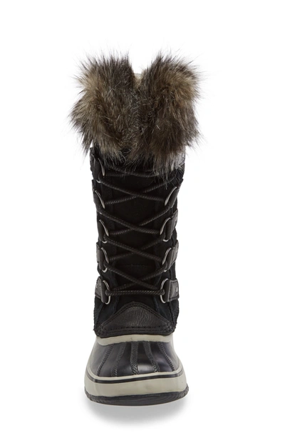 Shop Sorel Joan Of Arctic Faux Fur Waterproof Snow Boot In Black/ Quarry