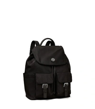 Shop Tory Burch Nylon Flap Backpack In Black