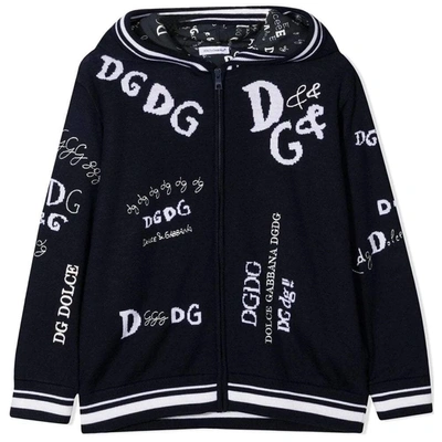 Shop Dolce & Gabbana Boys All Over Hoodie Black In Navy