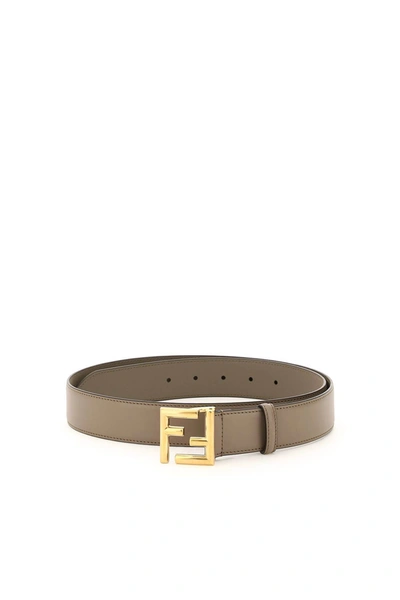 Shop Fendi Ff Leather Belt In Brown