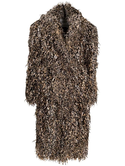 Shop Balenciaga Laser-cut Faux-fur Coat In Neutrals