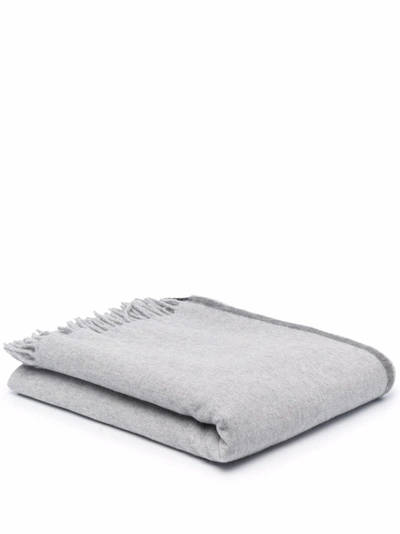 Shop Brunello Cucinelli Fringd Woolen Blanket In Grau
