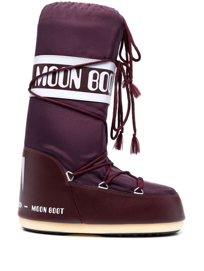 Shop Moon Boot Icon Junior Lace-up Snow Boots In Red