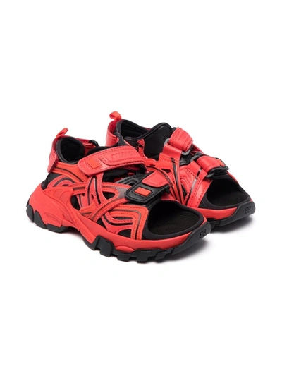 Shop Balenciaga Open Toe Track-style Sandals In Red