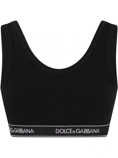 Shop Dolce & Gabbana Logo-underband Crop Top In Black