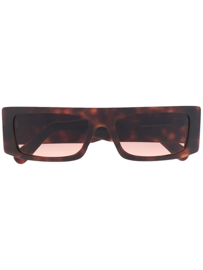 Shop Gcds Tortoiseshell Rectangular-frame Sunglasses In Brown