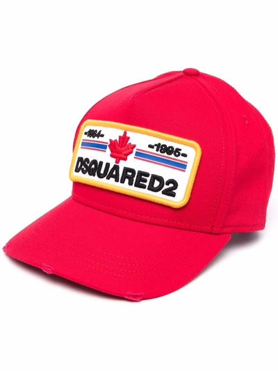 Shop Dsquared2 Logo-embroidered Baseball Cap In Red