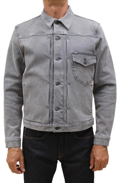 Shop Kato Stretch Denim Jacket In Gray