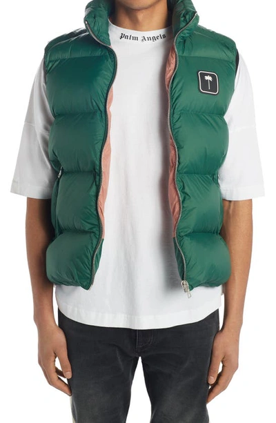 Shop Palm Angels Quilted Puffer Vest In Green White