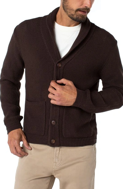 Shop Liverpool Los Angeles Bird's Eye Cardigan In Espresso