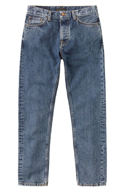 Shop Nudie Jeans Steady Eddie Ii Straight Leg Nonstretch Organic Cotton Jeans In Friendly Blue