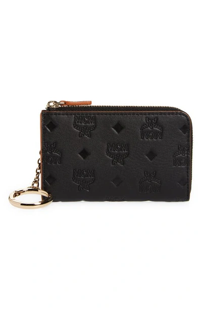 Shop Mcm Klara Monogram Zip Mini Wallet In Black