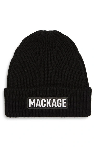 Shop Mackage Logo Cuff Hat In Black