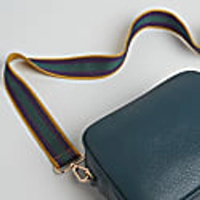 Betsy & Floss Verona Crossbody Tassel Teal Bag With Purple Stripe Strap In Teal