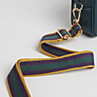 Betsy & Floss Verona Crossbody Tassel Teal Bag With Purple Stripe Strap In Teal