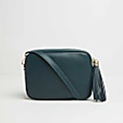 Betsy & Floss Verona Crossbody Tassel Teal Bag With Purple Stripe Strap In Teal