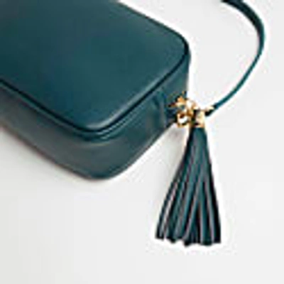 Betsy & Floss Verona Crossbody Tassel Teal Bag With Purple Stripe Strap In Teal