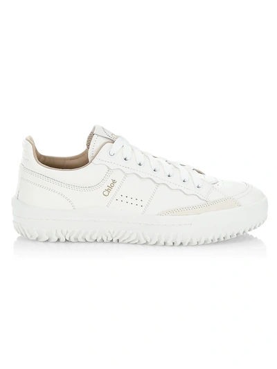 Shop Chloé Franckie Leather Sneakers In White