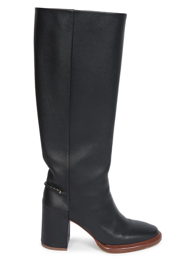 Shop Chloé Women's Edith Leather Knee-high Boots In Black