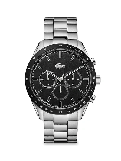 Shop Lacoste Men's Boston Stainless Steel Chronograph Bracelet Watch In Black