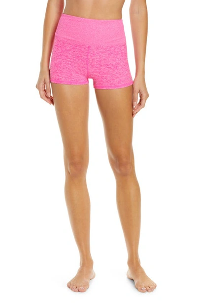 Shop Alo Yoga Aura Bike Shorts In Neon Pnk Heather
